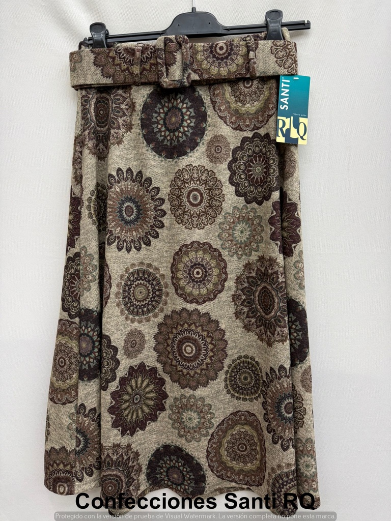 FALDA CAPA CINTURON ESTAMPADA