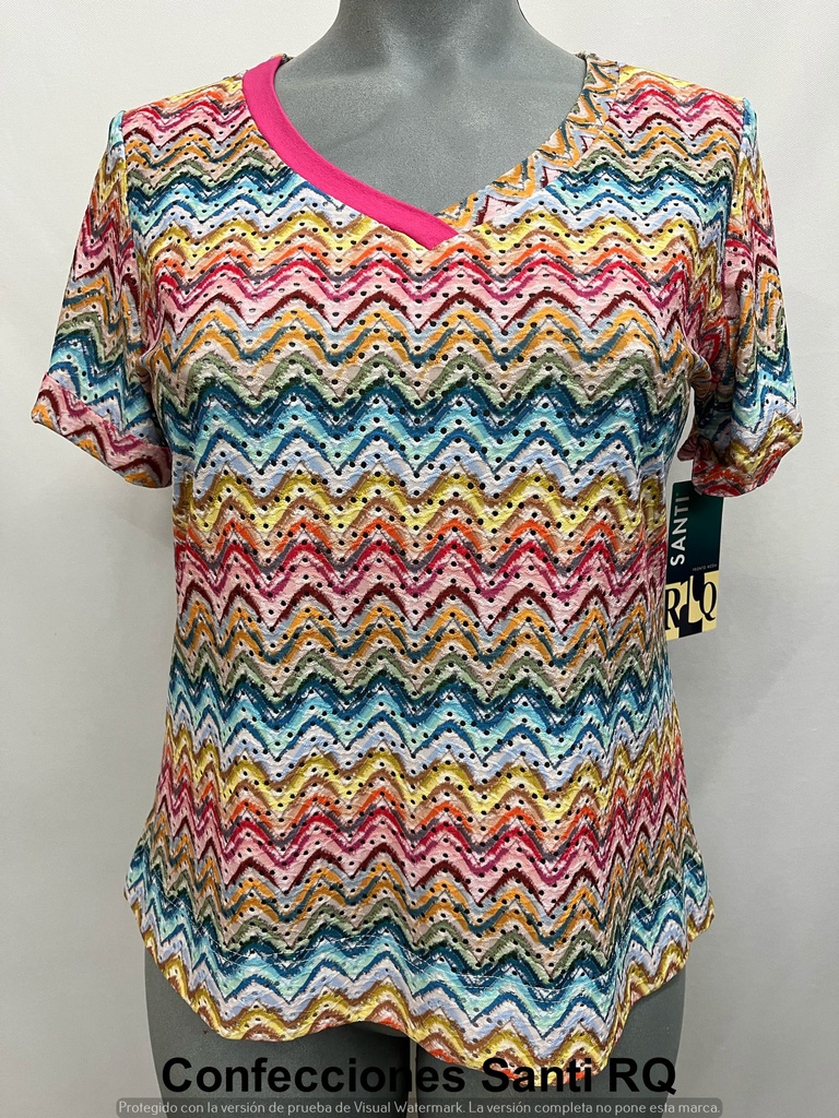 camiseta escote pico manga vuelta