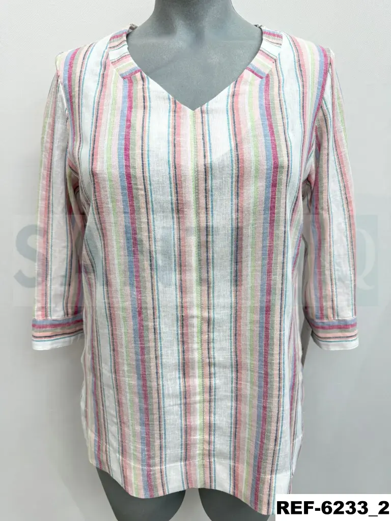 blusa rayas escote pico colorines