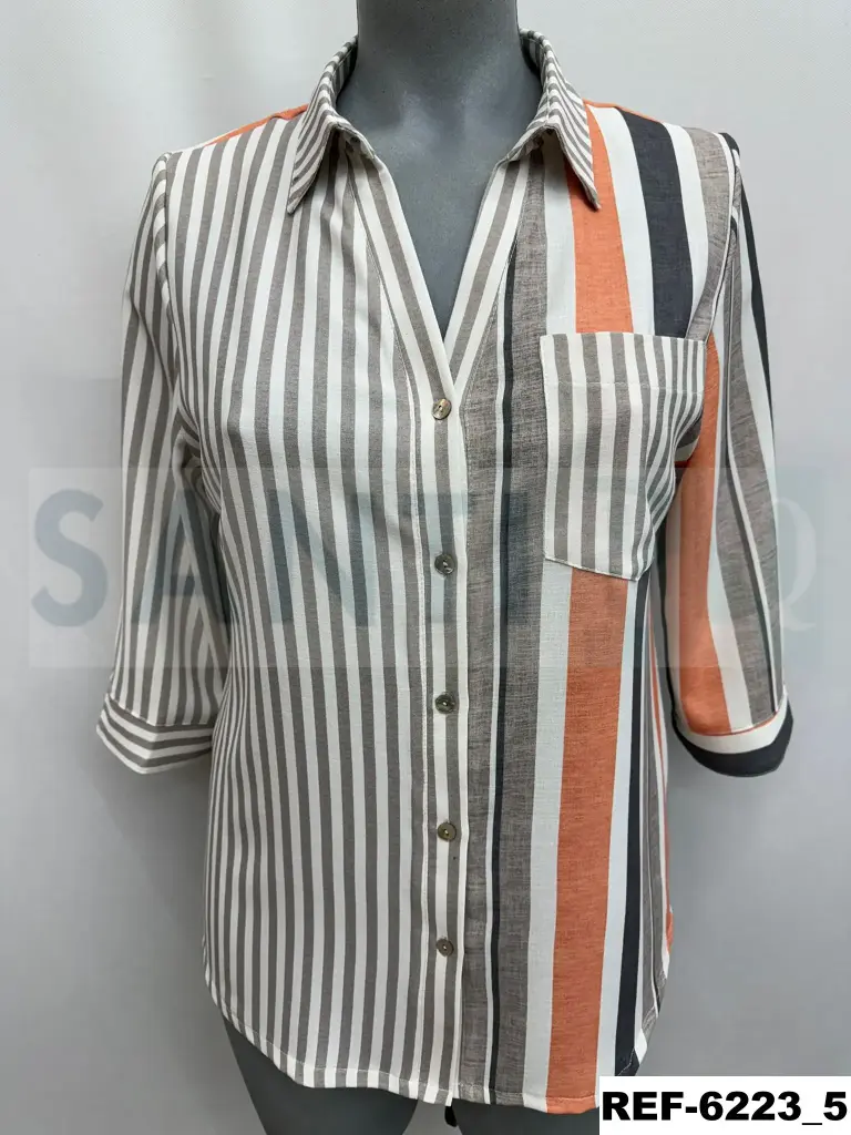 blusa dos rayas bolsillo