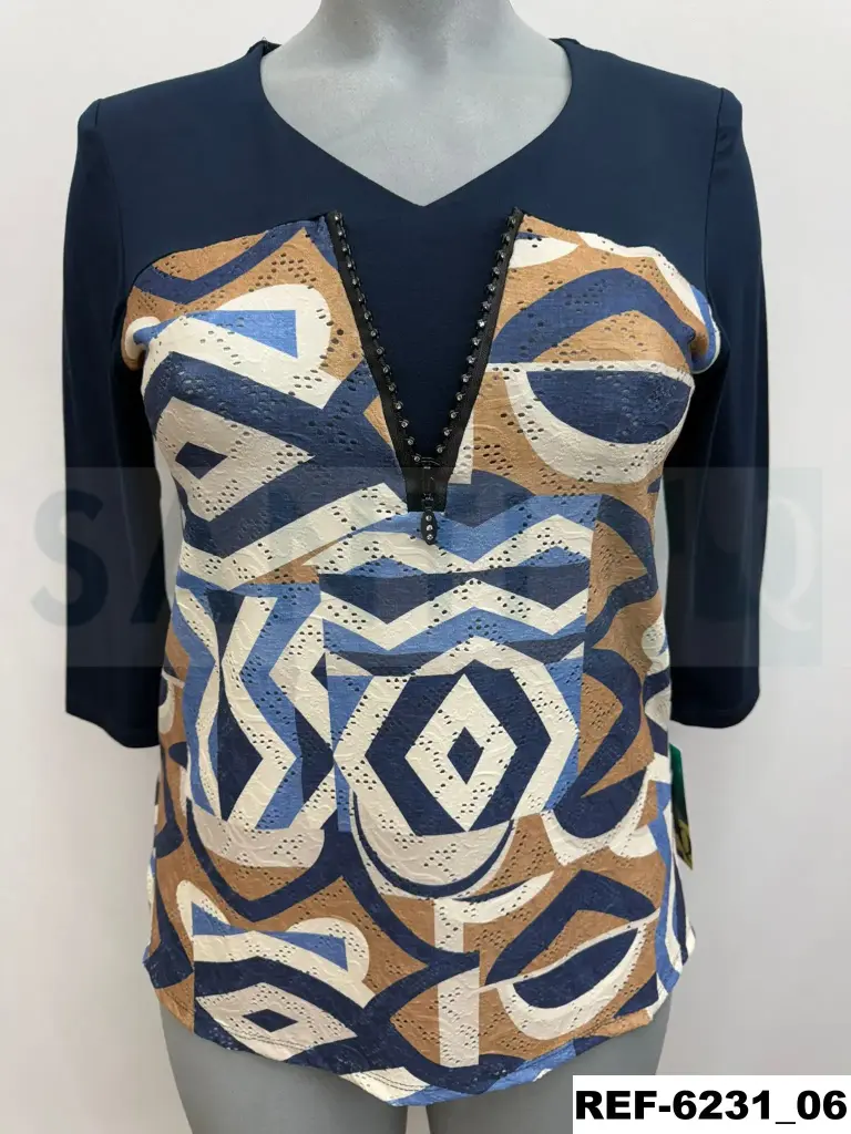 camiseta cremallera strass