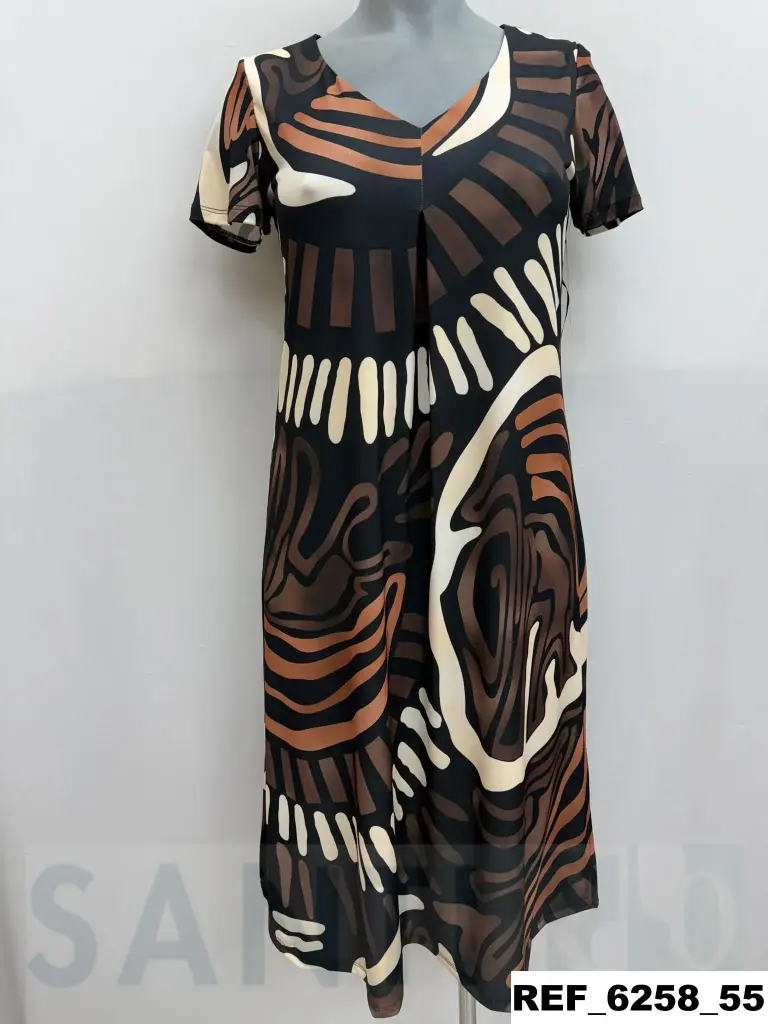 vestido escote pico pliegue estampado