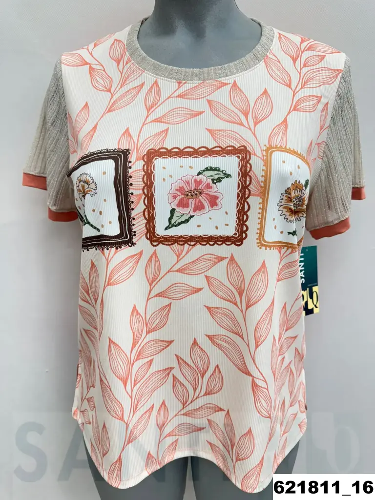 camiseta cuadros flores