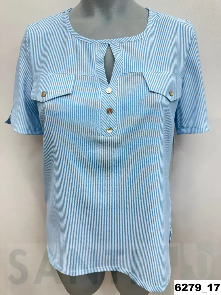 blusa abertura escote rayas