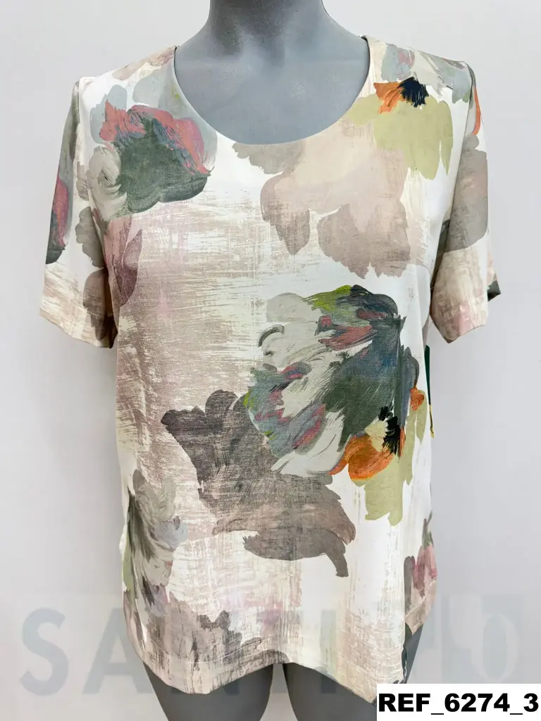 blusa piquetas manga estampada