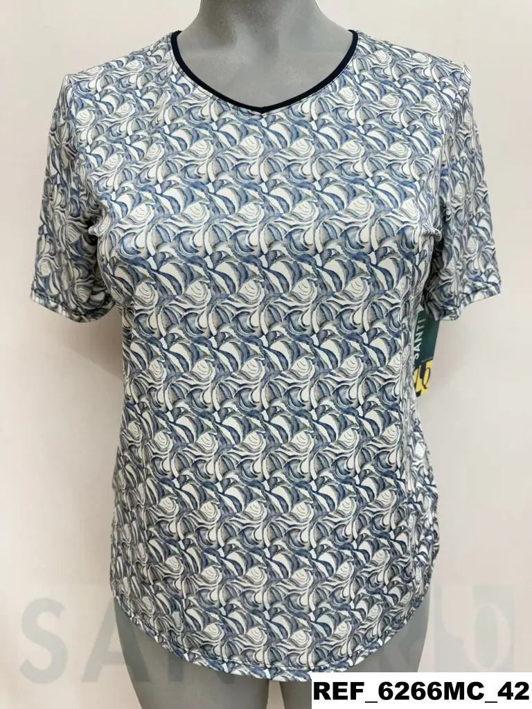 camiseta sin costadillo estampada M/C