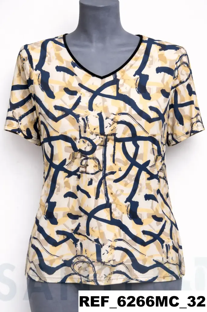 camiseta sin costadillo estampada M/C