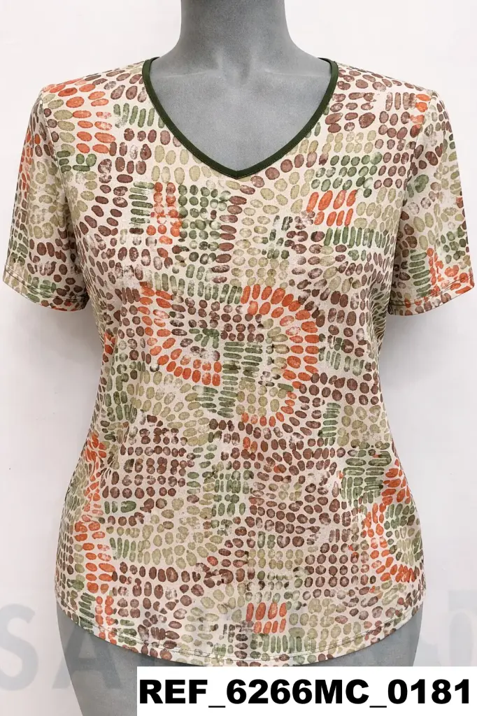 camiseta sin costadillo estampada M/C