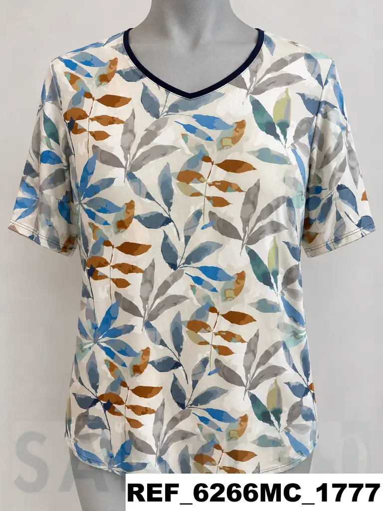 camiseta sin costadillo estampada M/C