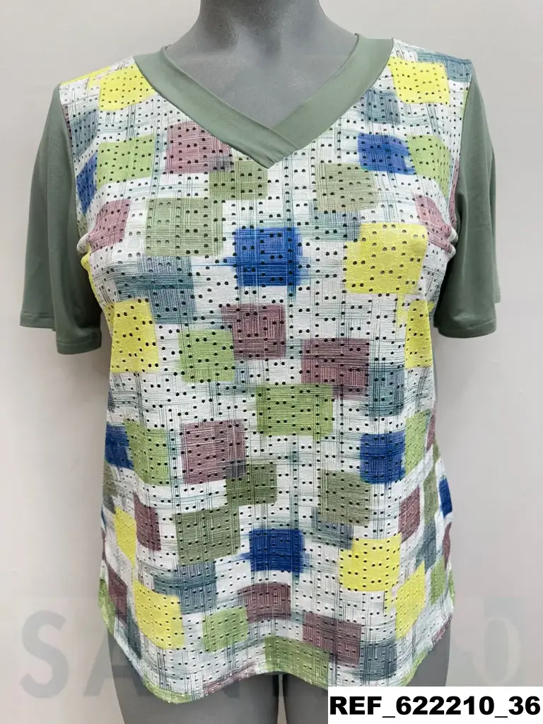 camiseta cuadros  c/pico