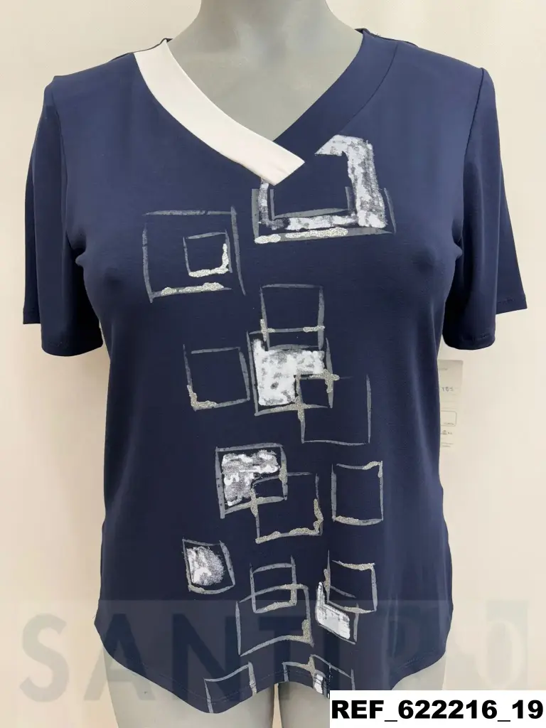 camiseta c/pico bicolor