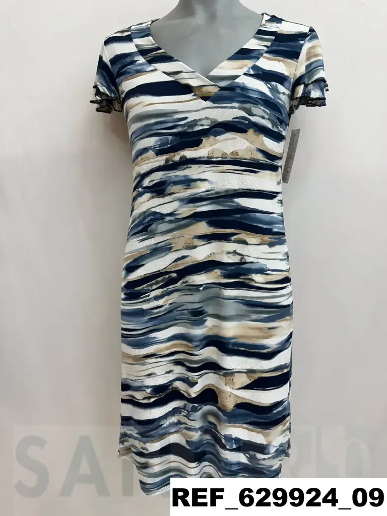 vestido escote pico manga doble