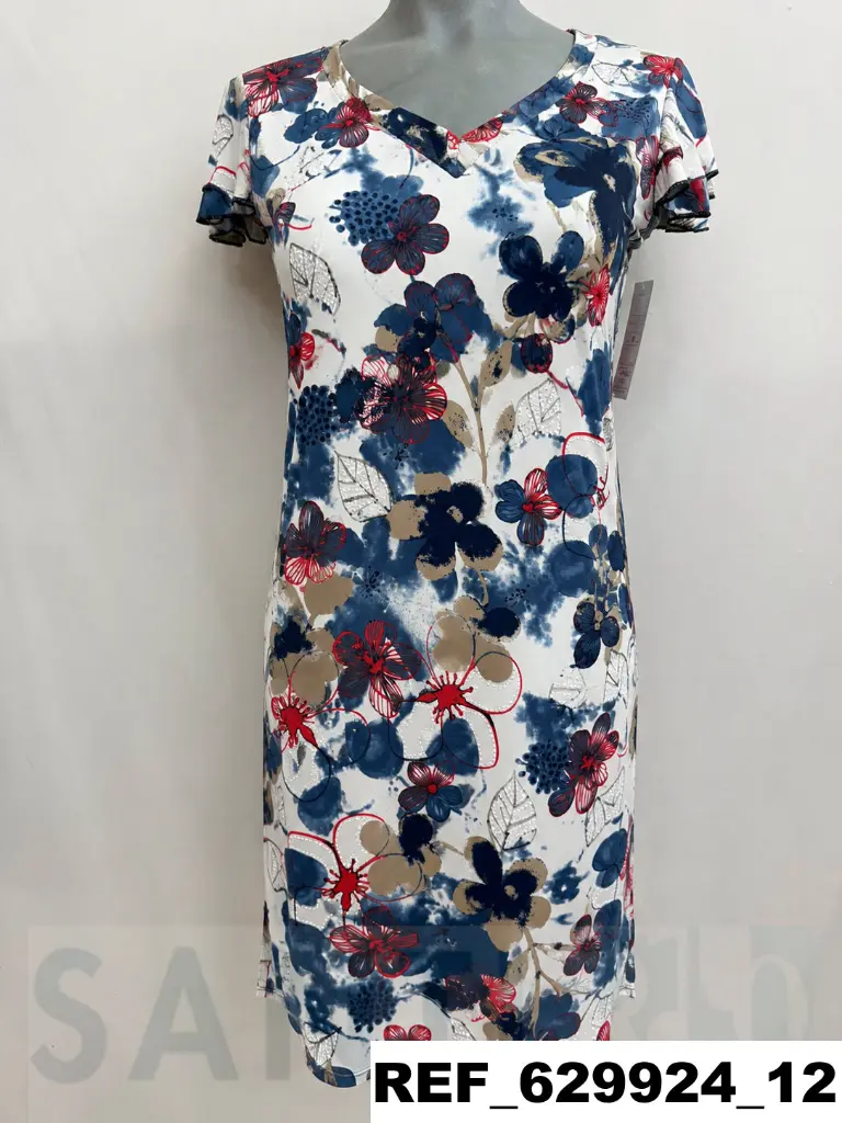 vestido escote pico manga doble