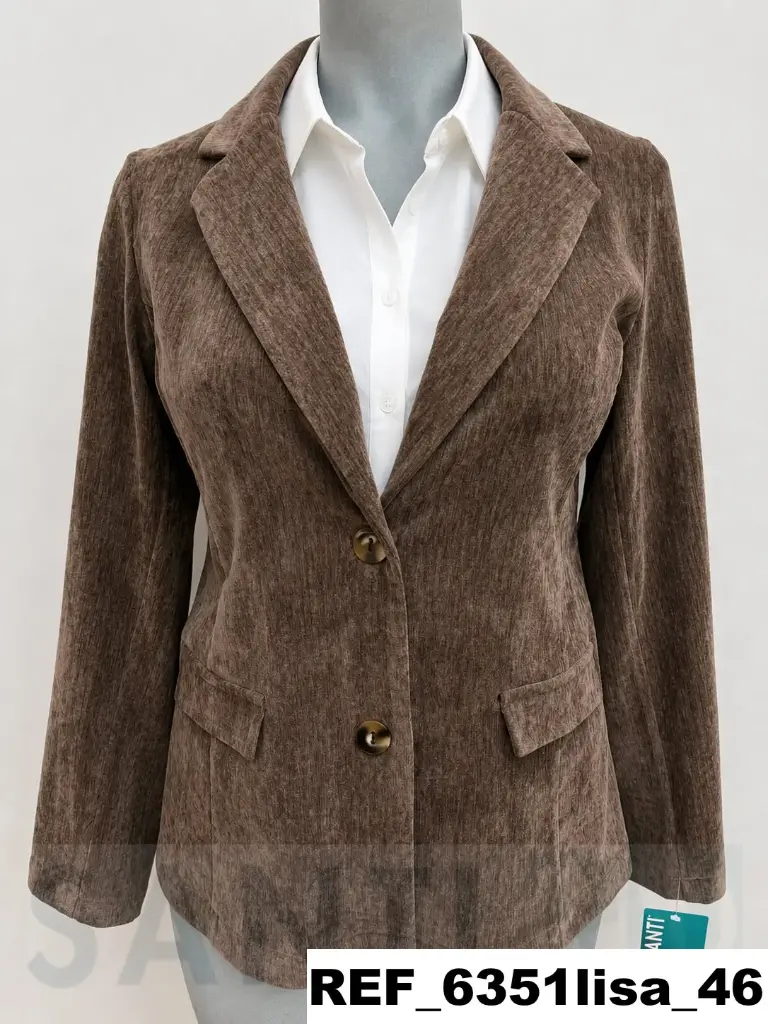 chaqueta leti dos botones chenilla lisa