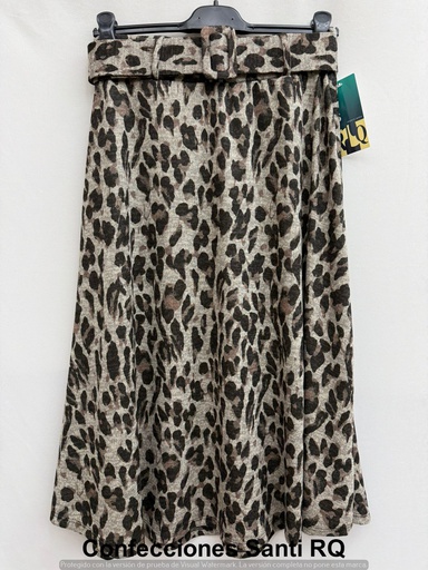 [612700] FALDA CAPA CINTURON ESTAMPADA