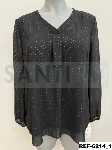 [621400] blusa gasa escote pliegue