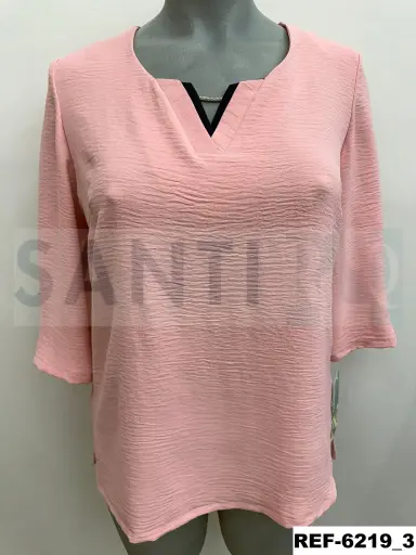 [621900] blusa escote Y cordon strass