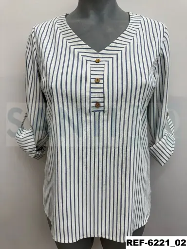 [622100] blusa rayas escote Y
