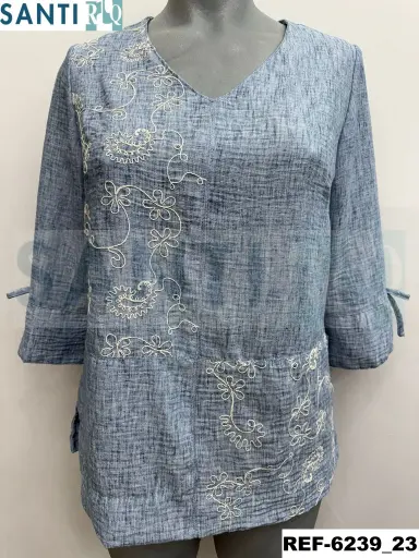 [623900] blusa cortes combi bordado