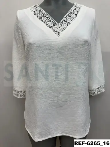 [626500] blusa escote pico entredos