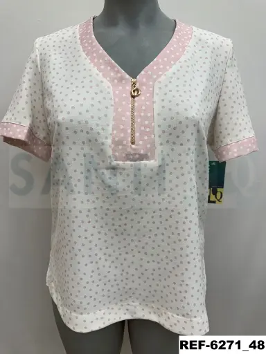 [627100] blusa top combi cremallera