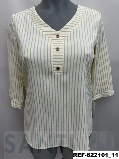 [622101] blusa rayas escote Y manga 3/4