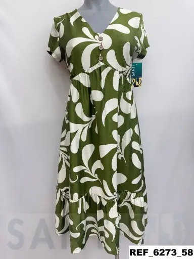 [627300] vestido rizo pecho volante