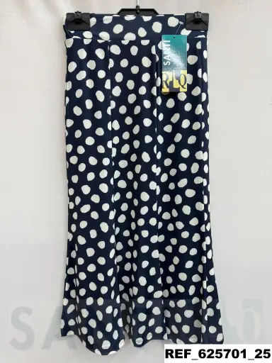 [625701] falda diez godet punto estampada