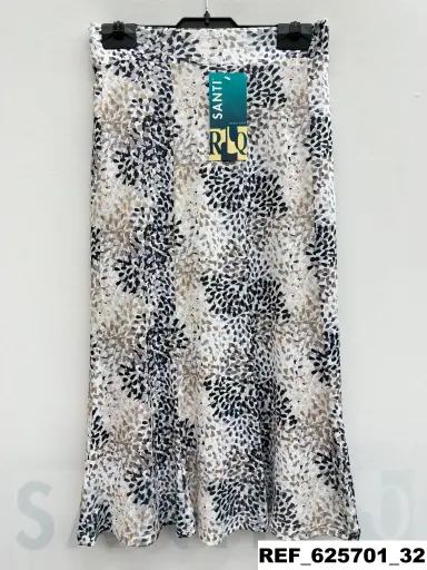 [625701] falda diez godet punto estampada