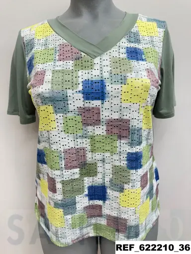 [622210] camiseta cuadros  c/pico