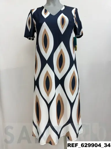 [629904] vestido evase punto cenefa