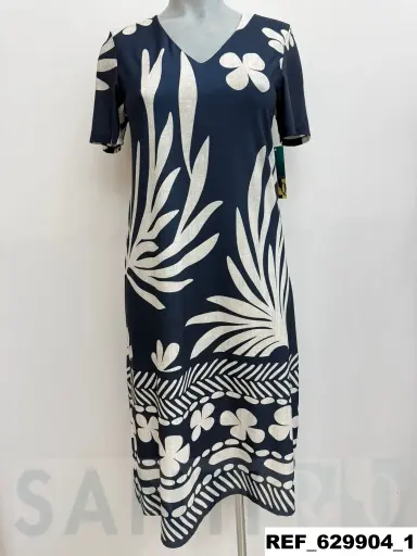 [629904] vestido evase punto cenefa