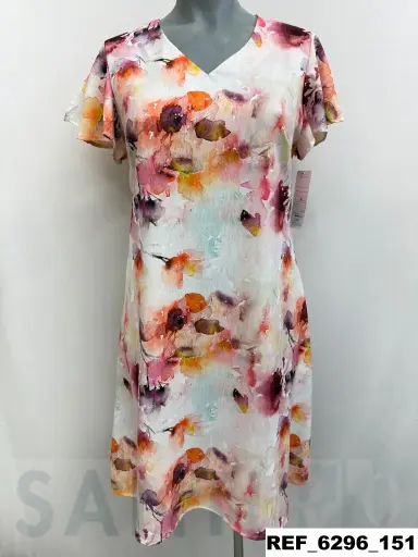 [629601] vestido evase estampado