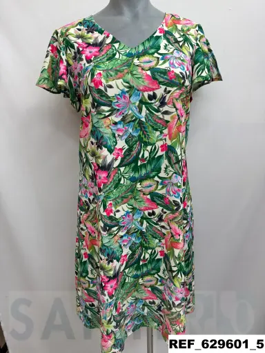 [629601] vestido evase estampado