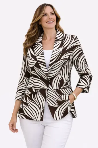 [625102] chaqueta leti solapa estampada