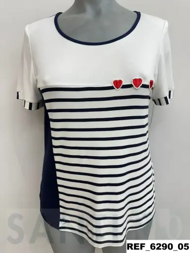 [629000] camiseta rayas tres corazones