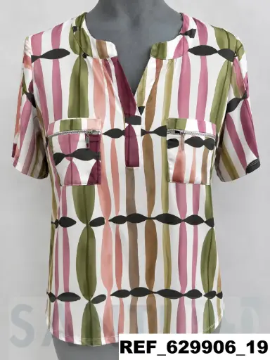 [629906] camiseta punto estampado cremalleras M/C