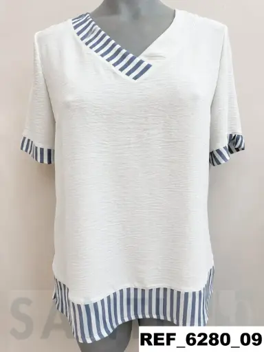 [628000] blusa escote faldon raya lisa