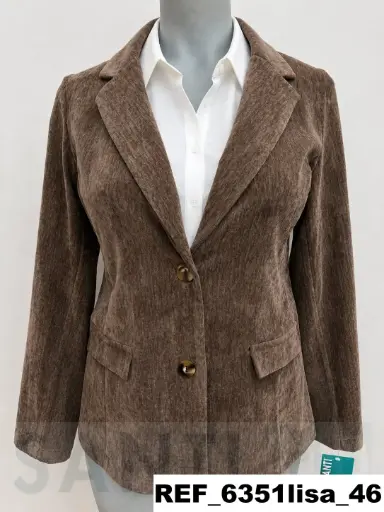 [635100] chaqueta leti dos botones chenilla lisa