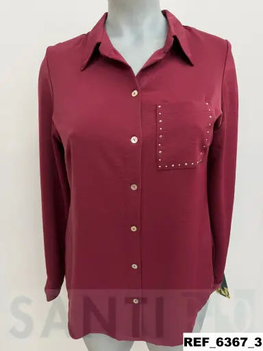 [636700] camisa bolsillo strass